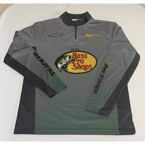 Bass Pro Shops Shirt Mens Size M Johnny Morris Fishing Long Sleeve 1/4 Zip Logo